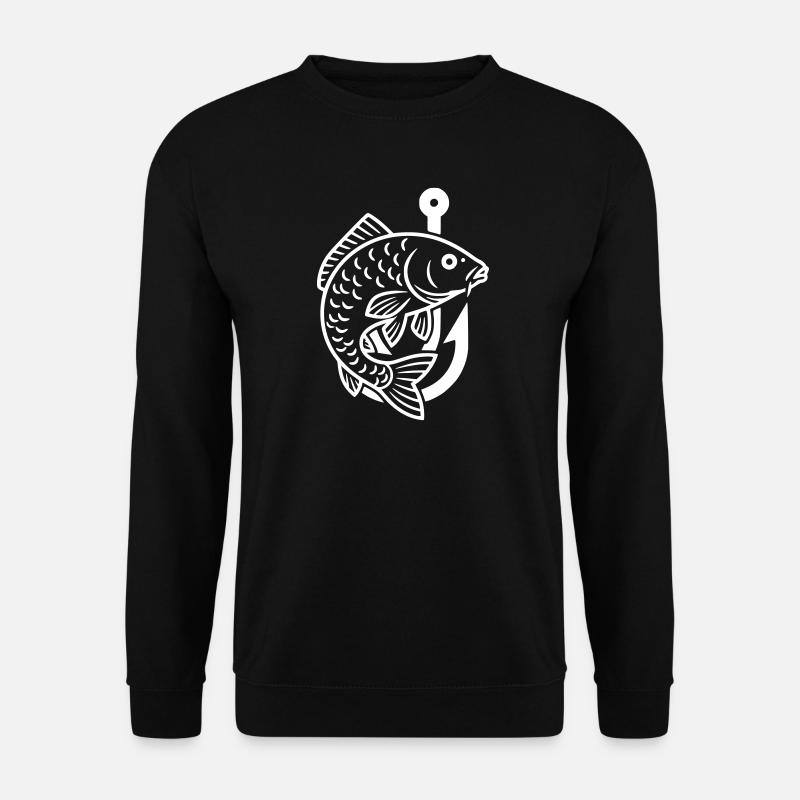 Karpfen Springend Fisch Angeln Haken - Unisex Pullover - Schwarz