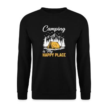 Camping is my happy place - Unisex Sweatshirt - black - Front - Alina (178cm) & Michal (187cm)