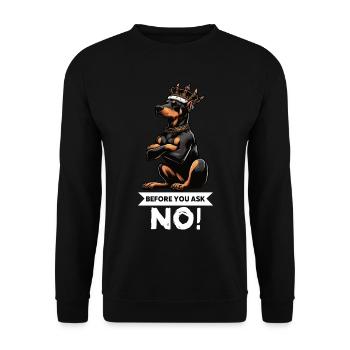 Avant de demander à Dobermann, Dobermannbesitzer - Sweat-shirt Unisexe - noir - Devant - Alina (178cm) & Michal (187cm)