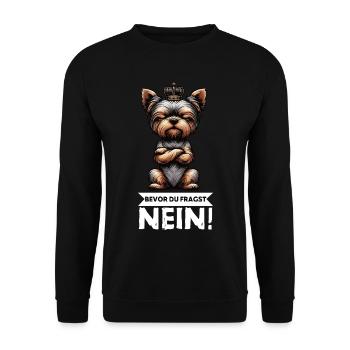 Bevor Du Fragst Yorkshire Terrier Yorkie Yorkies - Unisex Pullover - Schwarz - Vorne - Alina (178cm) & Michal (187cm)