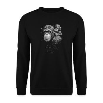 Chimpanzé - Sweat-shirt Unisexe - noir - Devant - Alina (178cm) & Michal (187cm)