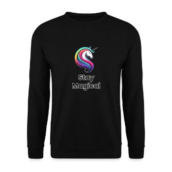 Unicorn Rainbow – Stay Magical - Unisex Sweatshirt - black - Front - Alina (178cm) & Michal (187cm)