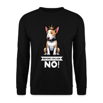Before You Ask Miniatur Bullterrier Bully Bullys - Unisex Pullover - Schwarz - Vorne - Alina (178cm) & Michal (187cm)