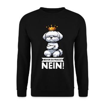 Before you ask: No Malteser Malteserbesitzer - Unisex Sweatshirt - black - Front - Alina (178cm) & Michal (187cm)