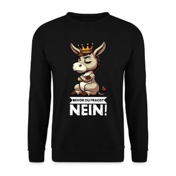 Before you ask No Donkey Donkey Donkey Donkey Holder - Unisex Sweatshirt - black - Front - Alina (178cm) & Michal (187cm)