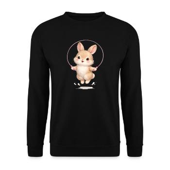 Cute bunny jumping rope - Unisex Sweatshirt - black - Front - Alina (178cm) & Michal (187cm)