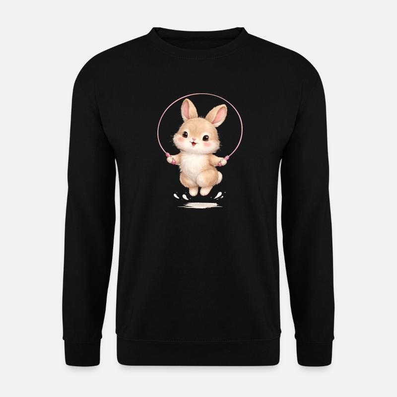 Süßer Hase beim Seilspringen  - Unisex Pullover - Schwarz