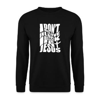 I don´t believe in luck I believe in Jesus - Unisex Pullover - Schwarz - Vorne - Alina (178cm) & Michal (187cm)