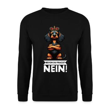 Bevor Du Fragst Nein Rauhaardackel Dackel Teckel - Unisex Pullover - Schwarz - Vorne - Alina (178cm) & Michal (187cm)