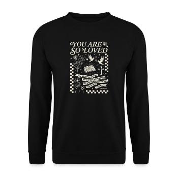 You Are Loved - John 3:16 Art - Unisex Sweatshirt - black - Front - Alina (178cm) & Michal (187cm)