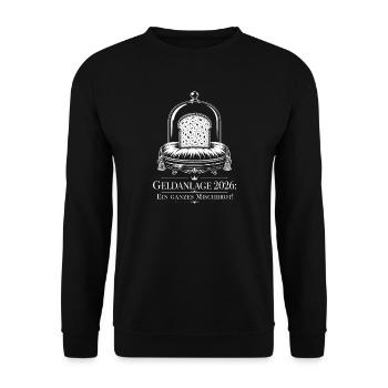 Geldanlage, Mischbrot Inflation Satire - Unisex Pullover - Schwarz - Vorne - Alina (178cm) & Michal (187cm)