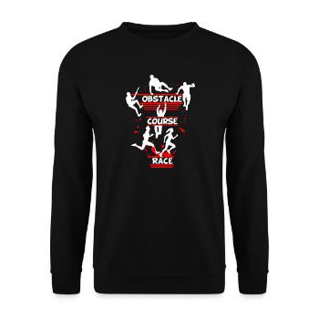 Hindernisparcours – Linien-Hindernisdesign - Unisex Pullover - Schwarz - Vorne - Alina (178cm) & Michal (187cm)