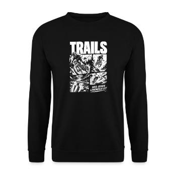 Trails Mountainbike Abenteuer - Unisex Pullover - Schwarz - Vorne - Alina (178cm) & Michal (187cm)