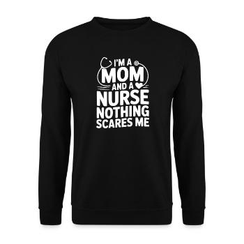Ich bin Mutter und Krankenschwester, nichts macht mir Angst. - Unisex Pullover - Schwarz - Vorne - Alina (178cm) & Michal (187cm)