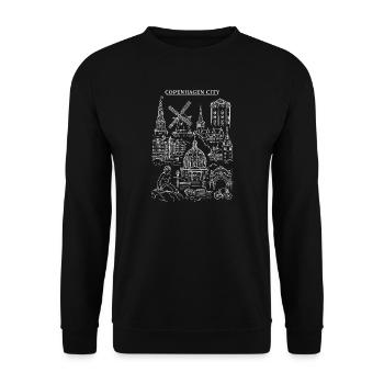 Copenhagen City Skyline Illustration - Unisex Sweatshirt - black - Front - Alina (178cm) & Michal (187cm)