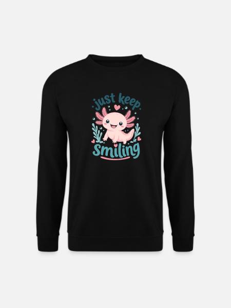 Pink Axolotl Smiling Undersea - Unisex Sweatshirt - black