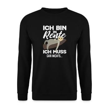 Rente Gar Nichts Faultier Sofa - Unisex Pullover - Schwarz - Vorne - Alina (178cm) & Michal (187cm)