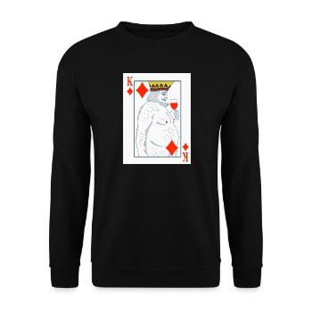 Karo König – Lustige Spielkarte - Unisex Pullover - Schwarz - Vorne - Alina (178cm) & Michal (187cm)