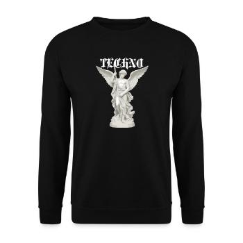 Techno-geflügelter klassischer Engel - Unisex Pullover - Schwarz - Vorne - Alina (178cm) & Michal (187cm)