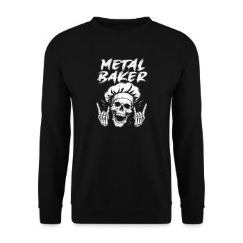 Metal Baker Skull Graphic - Unisex Sweatshirt - black - Front - Alina (178cm) & Michal (187cm)