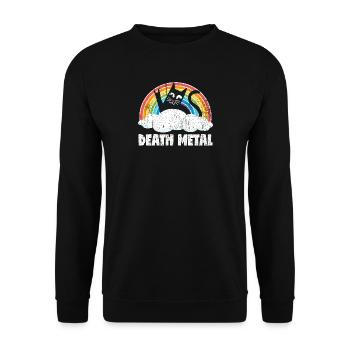 Death Metal, Heavy Metal, Cat Rainbow Rock - Unisex Pullover - Schwarz - Vorne - Alina (178cm) & Michal (187cm)