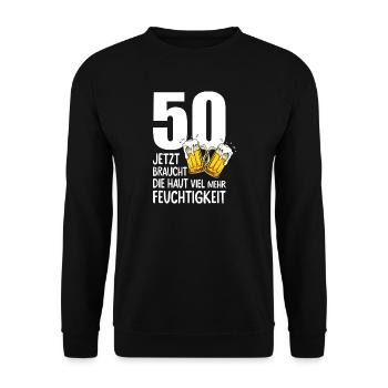 50 Geburtstag Bier Männer Lustiger Spruch - Unisex Pullover - Schwarz - Vorne - Alina (178cm) & Michal (187cm)