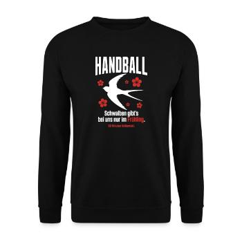 Schwalben gibt es nur im Frühling – Handball - Unisex Pullover - Schwarz - Vorne - Alina (178cm) & Michal (187cm)