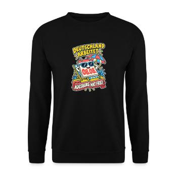 Augsburg hat frei Stadtfeiertag - Unisex Pullover - Schwarz - Vorne - Alina (178cm) & Michal (187cm)