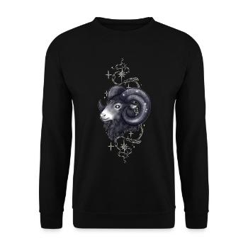 Widderkopf Schwarz-Weiß Sternzeichen Widder - Unisex Pullover - Schwarz - Vorne - Alina (178cm) & Michal (187cm)