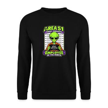 Lustiges Area 51 Alien Mitarbeiter des Monats  - Unisex Pullover - Schwarz - Vorne - Alina (178cm) & Michal (187cm)