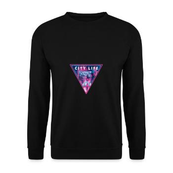 City Life - Synthwave Esthétique Retrowave - Sweat-shirt Unisexe - noir - Devant - Alina (178cm) & Michal (187cm)