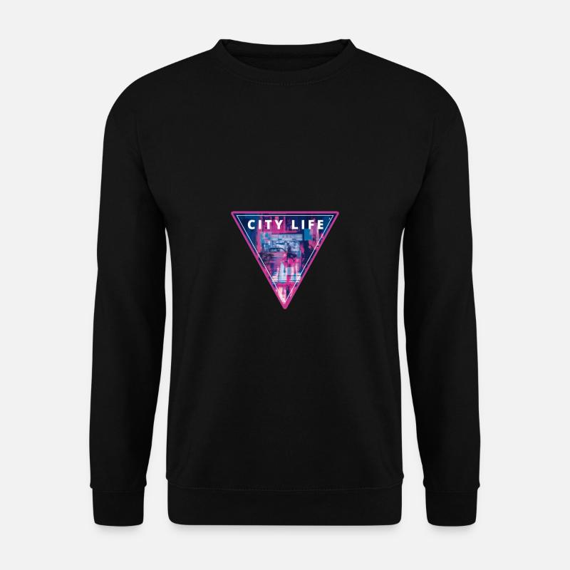 City Life - Synthwave Aesthetic Retrowave - Unisex Sweatshirt - black