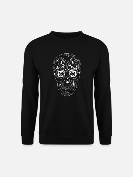 Mexikanischer Totenkopf weiß - Unisex Pullover - Schwarz