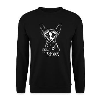 Loved by a Sphynx Cat Saying Cat Wilsigns - Unisex Sweatshirt - black - Front - Alina (178cm) & Michal (187cm)