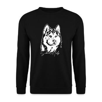 Siberian Husky Portrait Dogs Dog Wilsigns - Unisex Sweatshirt - black - Front - Alina (178cm) & Michal (187cm)