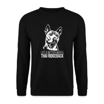 Thai Ridgeback life is better Hunde Wilsigns - Unisex Pullover - Schwarz - Vorne - Alina (178cm) & Michal (187cm)