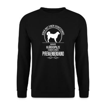Pyrenäenberghund Schutzengel Hunde Hund Wilsigns - Unisex Pullover - Schwarz - Vorne - Alina (178cm) & Michal (187cm)