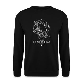 Deutsch Drahthaar Mom Hunde Hund Wilsigns - Unisex Pullover - Schwarz - Vorne - Alina (178cm) & Michal (187cm)