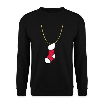 Xmas Swag: Weichnachtssocke - Unisex Pullover - Schwarz - Vorne - Alina (178cm) & Michal (187cm)