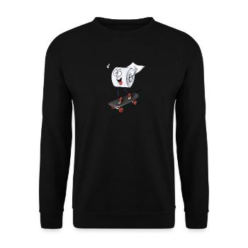 Verrückte Klorolle beim Skaten - Unisex Pullover - Schwarz - Vorne - Alina (178cm) & Michal (187cm)