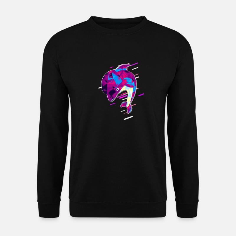 Fisch Meeresfrüchte 80er Retro Violett - Unisex Pullover - Schwarz