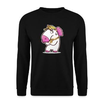 Rapping Unicorn - Unisex Sweatshirt - black - Front - Alina (178cm) & Michal (187cm)