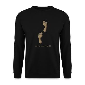 Im Herzen im Watt - Unisex Pullover - Schwarz - Vorne - Alina (178cm) & Michal (187cm)