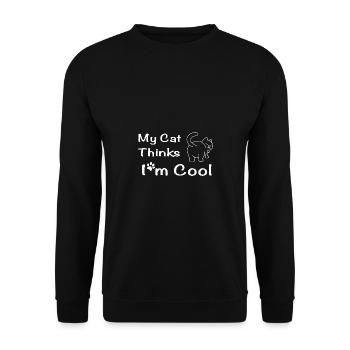 Mon chat pense que je suis cool - Drôle de dicton - Sweat-shirt Unisexe - noir - Devant - Alina (178cm) & Michal (187cm)
