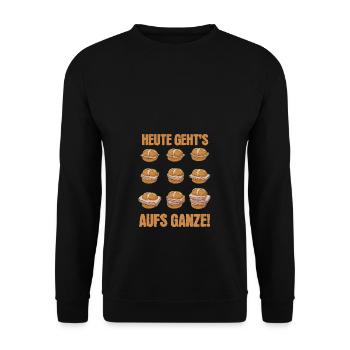 9 Leberkäse Fleischkäse Bayrisch Leberkässemmel - Unisex Pullover - Schwarz - Vorne - Alina (178cm) & Michal (187cm)