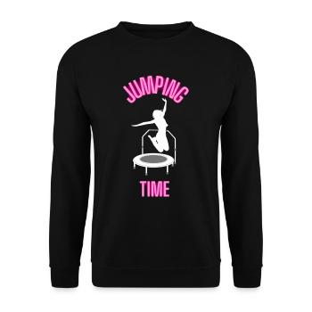 Jumping Time Fitnesstrampolin Trampolinspringen - Unisex Pullover - Schwarz - Vorne - Alina (178cm) & Michal (187cm)