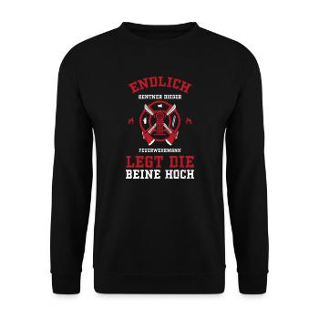 Endlich Rentner Dieser Feuerwehr... - Unisex Pullover - Schwarz - Vorne - Alina (178cm) & Michal (187cm)