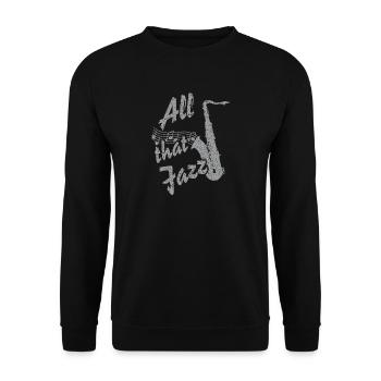 All That Jazz - Saxofon distressed - Unisex Pullover - Schwarz - Vorne - Alina (178cm) & Michal (187cm)