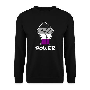 Power Asexual Pride Fist Design for Equality - Unisex Sweatshirt - black - Front - Alina (178cm) & Michal (187cm)