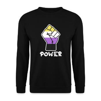 Power Nonbinary Pride Fist Design for Equality - Unisex Sweatshirt - black - Front - Alina (178cm) & Michal (187cm)